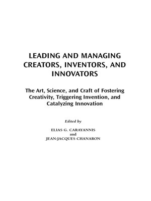 cover image of Leading and Managing Creators, Inventors, and Innovators